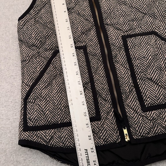 J.CREW Herringbone Quilted Down Puffer‎ Vest Women's XS Tan Preppy Full Zip - Picture 6 of 7